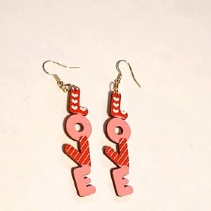 NWT Pink and Red LOVE Earrings